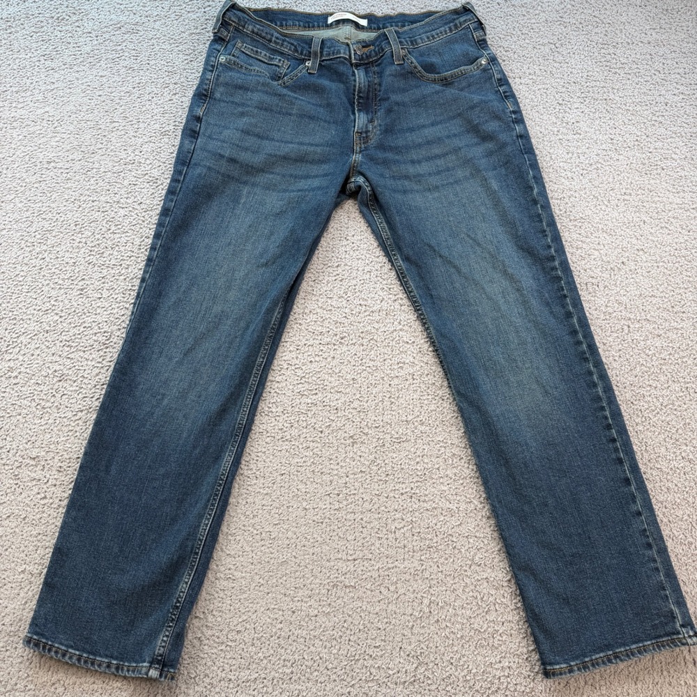 Levi Strauss Signature Mens Straight Leg Blue Jeans 33x30 Medium Wash Stretch